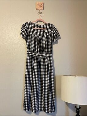 Black and White Gingham Midi Dress